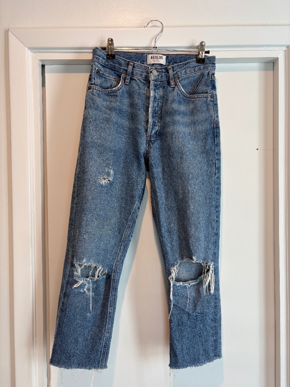 AGOLDE Jamie High Rise Classic Distressed Straight Jeans Passenger 24